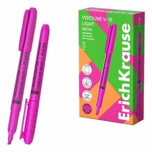 Текстовыделитель ErichKrause VisioLine V-15 Классика Неон розовый в коробке по 12 шт 65569