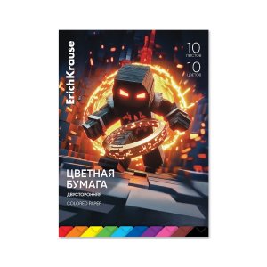 Цветная бумага 10цв 10л А4 двусторонняя на клею Mine Block 65618
