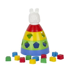 Пирамида с 12 логическими фигурами 27 см в сетке У802