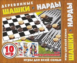 Игра Шашки Нарды + Игральные карты дерев
