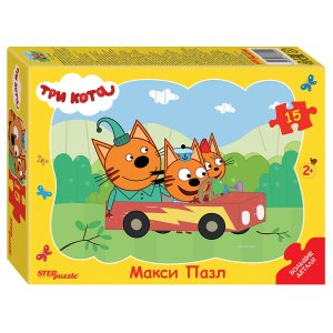 Паззл   15 Степ Контурный Макси Три кота 65009
