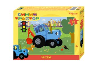 Паззл   35 Степ Синий трактор 91484