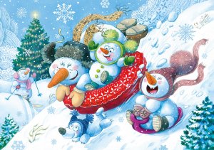 Паззл   35 Степ Снеговички на горке 91489