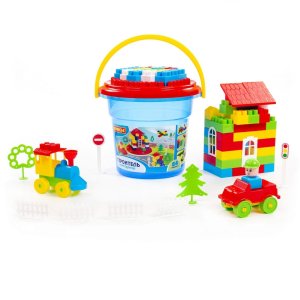 Конструктор Строитель 84 эл в ведре с крышкой 37213 7018174