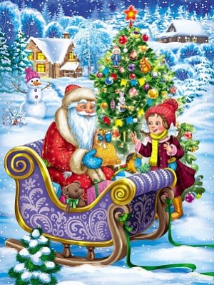 Алмазная мозаика Встреча с дедушкой Морозом 40х50см с подр с полн заполн 30цв AC4089