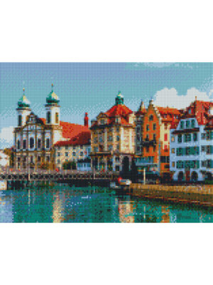 Алмазная мозаика Колоритная Швейцария квадратная 30x40 класс без подр с полн зап 28цв Арт FW-008