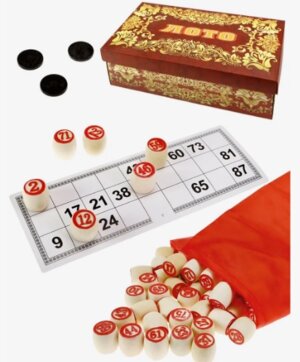 Лото пластиковое с золотым тиснением в картонной коробке целые бочонки AN03225