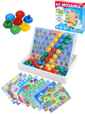 Игра 4в1 Мозаика Мемо Лабиринт Лото чемодан в кор ИН-8226