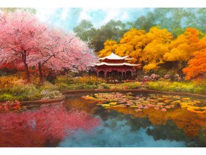 Алмазная мозаика 30х430 см без подр с полн заполн 30 цв Японский сад НД-2697