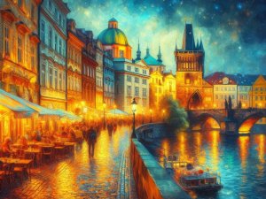 Алмазная мозаика 30х40 см с подр с полн заполн 30 цв Вечерняя Прага НД-0868