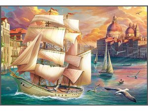 Алмаз мозаика 30х40 см c подр с полн заполн 30 цв Венецианский парусник НД-0385