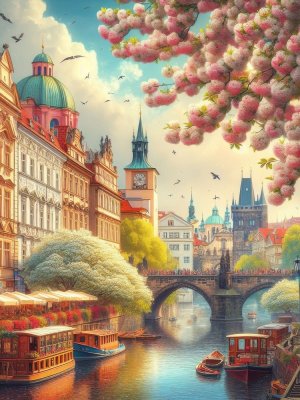 Алмазная мозаика Пражский вид 40х50 см с подр с полн заполн 30цв НД-8938