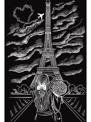 Гравюра А4 в пакете с ручкой Золото Город любви Г-5900