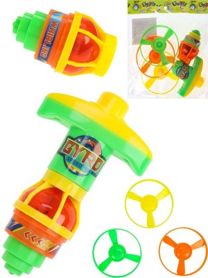 Запускалка 7х7х6,5 см 2*AG3 в компл 3 диска волчок микс в пакете 2089746