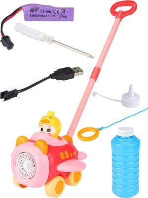 Генератор мыльных пузырей Каталка Паровозик 50 мл розовый МПЗ-0047