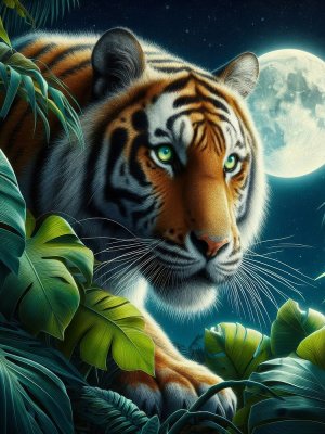 Алмазная мозаика Ночной тигр 40х50 см с подр с полн заполн 30 цв НД-8939