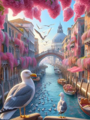 Алмазная мозаика Чайки Венеции 40х50 см с подр с полн заполн 30 цв НД-8937