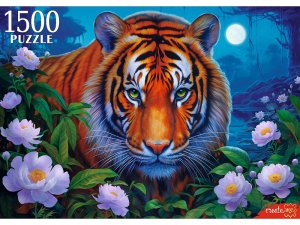 Паззл 1500 НОЧНОЙ ТИГР В ЦВЕТАХ Ф1500-6636