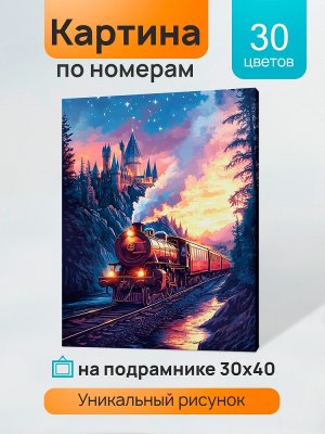 Холст с красками 30x40 см по номерам Поезд мчится вдаль 30 цв в кор ХК-3901