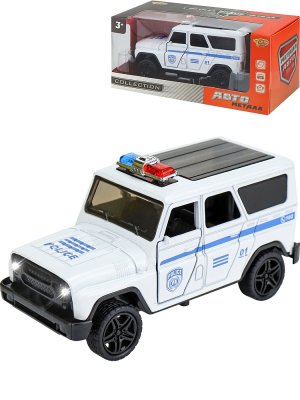 Машинка инерционная свет звук металл цвет белый 1:36, 12,2х5 5х5,3 см 3 открытые двери M1523-35B