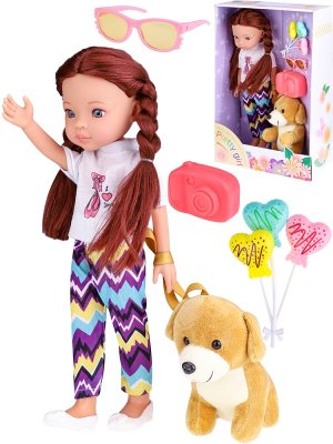 Кукла 33см с щенком и аксессуарами в кор LS1303