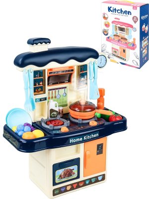 Игровой модуль Кухня 43*15*35см 32 предмета свет звук пар вода на бат синий FCJ0887039