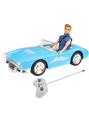 Машинка ГОЛУБОЙ КАБРИОЛЕТ С КУКЛОЙ 38х16,5 см на р/у свет звук ИК-1807