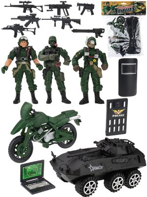 Игровой набор Солдатики 4 Солдатики 3шт оружие мотоцикл танк в пакете 2034007