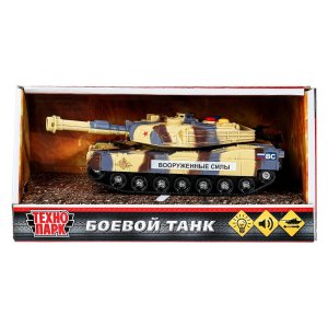 Модель Маш БОЕВОЙ ТАНК Пластик Свет звук 14,5 см инерция 