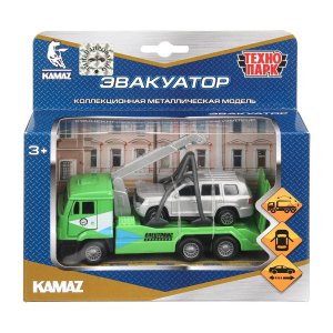 Модель Маш KAMAZ ЭВАКУАТОР 12 см металл дв подв дет инерц.+ машина 7,5 см SB-17-24-R-WB (48)