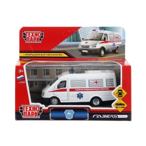 Модель Маш ГАЗ 3221 Газель 12,2 см металл СКОРАЯ дв инерц GAZ3221VAN-12AMB-WH-WOD