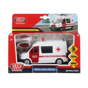 Модель Маш MERCEDES BENZ SPRINTER СКОРАЯ 14 см металл двери SPRINTERVAN-14AMB-WH (64)