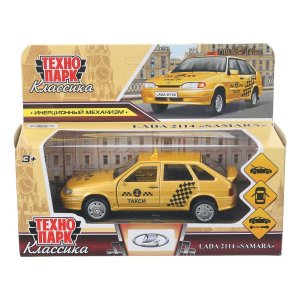 Модель Маш LADA 2114 SAMARA ТАКСИ 12 см металл двери баг инерц 2114-12TAX-YE (72)