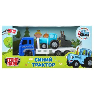 Модель Маш СИНИЙ ТРАКТОР металл с автоперевозчиком 7,5 см синий BLUTRA-7-AUTO-WOD 