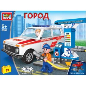 Конструктор LADA Лада Нива на заправочной станци 83 дет 3352-KK