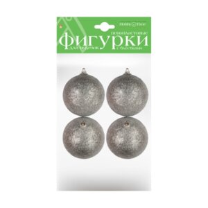ПЕНОПЛАСТОВЫЕ ФИГУРКИ ШАРЫ С ГЛИТТЕРОМ СЕРЕБРО  60мм 4шт 2-806/04