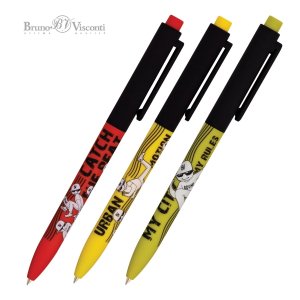 Авторучка шар 0,7мм синяя FunClick Городской движ 3 вида 20-0297/05