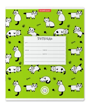 Тетрадь  12л Клетка Cats Зеленый 46530