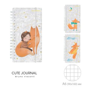 Записная книжка  80л А6+ В точку CUTE JOURNAL MINI с резинкой Волшебные лисы Спираль 3-575/03