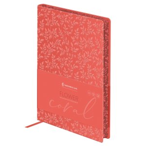Ежедневник 176л датир А5 2026г Flower Coral коралл кожзам DdА5_65711