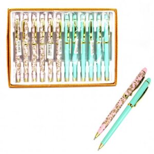 Авторучка шар 1мм Синяя поворотный механизм металл кор стразы AL6552