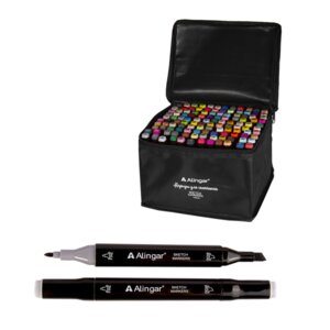 Набор скетчмаркеров 120цв двухсторонних пулевид клиновид 1-6мм спиртовая AL7501