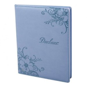 Дневник 1-11 поролон тисн голубой Цветочный узор Кожзам AL7086/2
