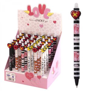 Авторучка гелевая пиши-стирай 0,5мм Синяя Губы сердца круглый цветной пластик AL11622