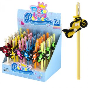 Ручка гелевая 0,7мм Черная Мото с брелком иголь AL11644