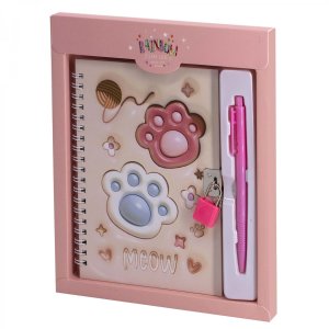 Подарочный блокнот в футляре 46л 19,5см * 22,5см Лапки персиковый конгрев эффект 3D Спираль AL12337