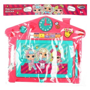 Доска для рисования ЛОЛ магнитная 3 штампа часы счеты 27*23см B1306152-NLOL