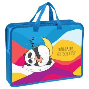 Папка с ручками А4 Панда пластик на молнии 70мм ПТ-14_4_60101