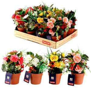 Композиция из исскусственных цветов 17*8,5*20см в ассорт текстиль пластик керамика TZ 7803