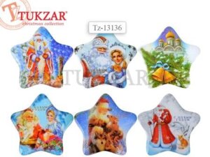 Магнит новогодний Звезда 5х5см 6 видов TZ 13136